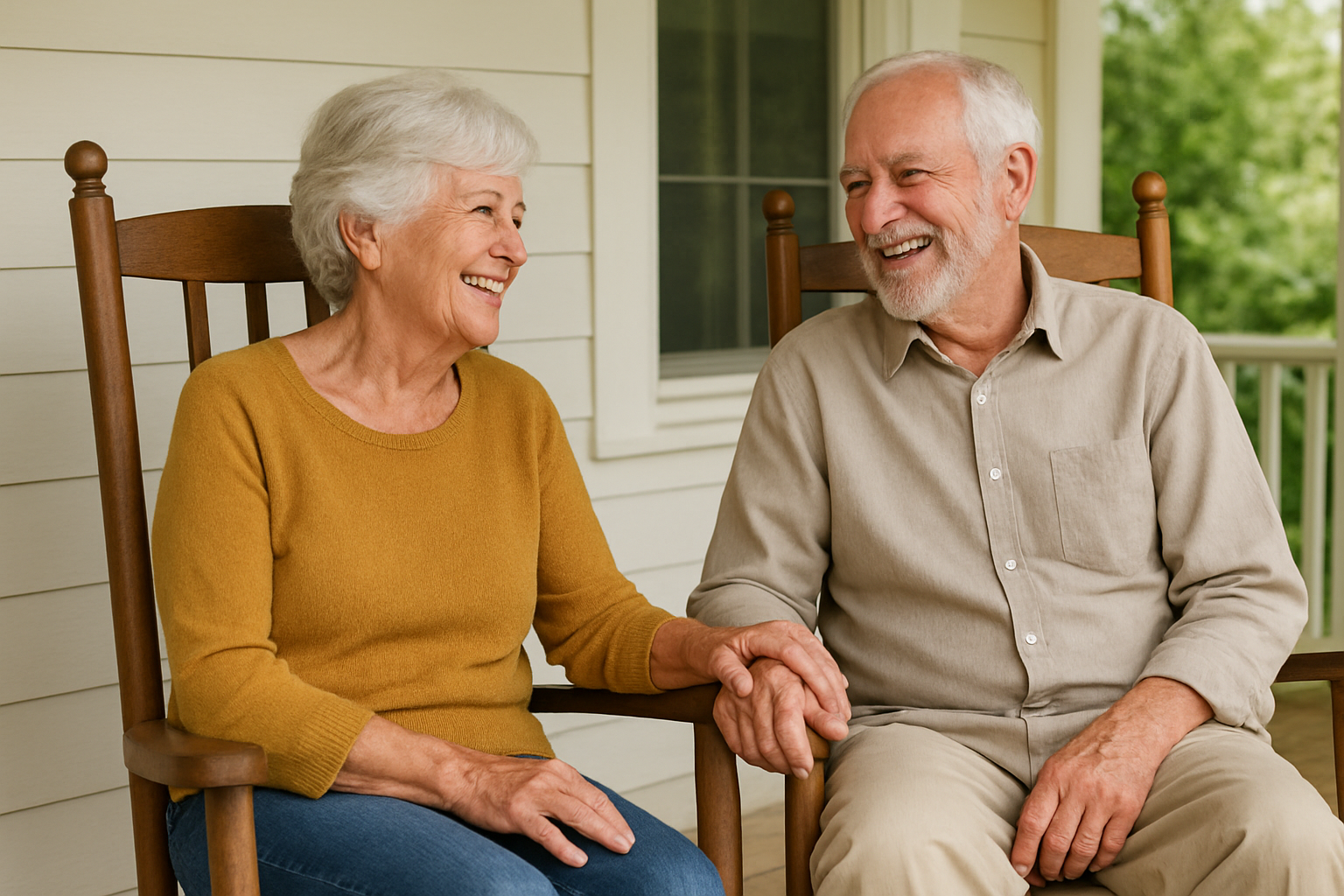 An aging couple sitting together quietly, representing the complex emotional dynamics of caring for aging parents with compassion and healthy boundaries