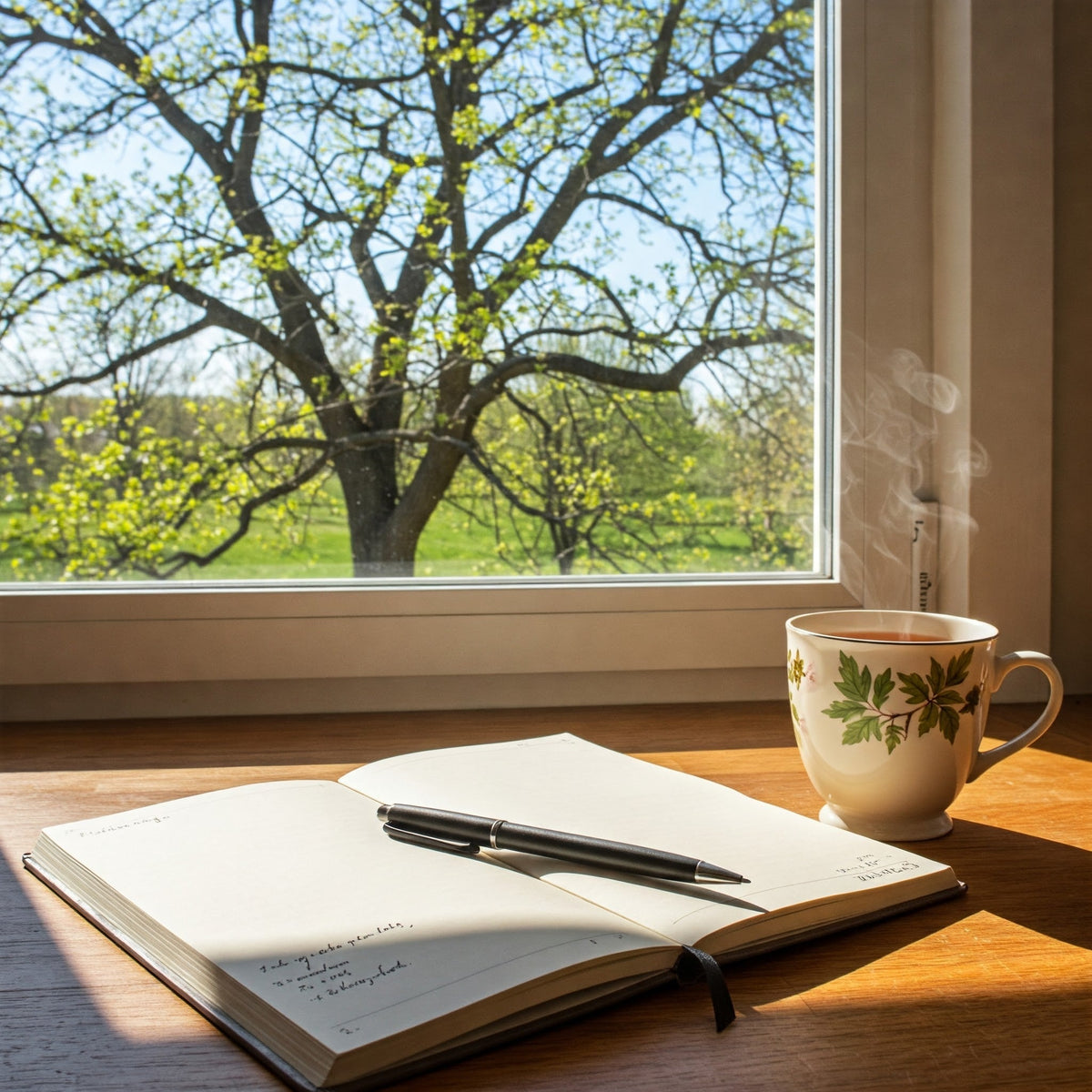 A person journaling beside a meditation cushion, representing the combined practice of journaling and meditation for managing anxiety and depression.