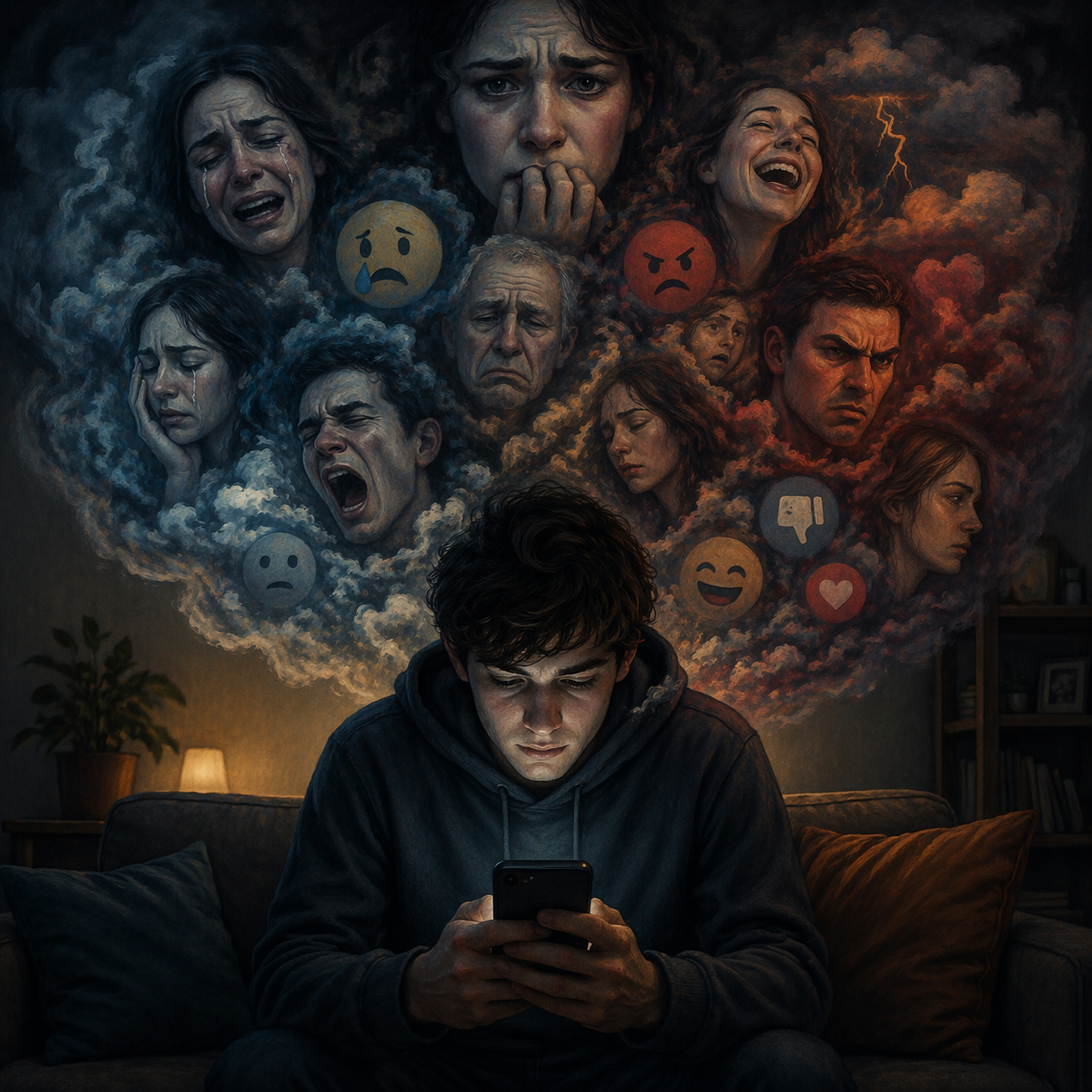 Person setting down a smartphone and looking out a window, representing the peace that comes from detaching from social media